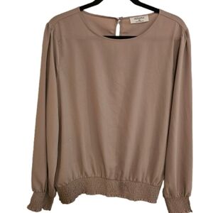 Zenana Smocked Long Sleeve Blouse